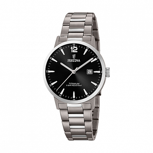 Festina Men's Grey Titanium Titanium Watch Bracelet - Black